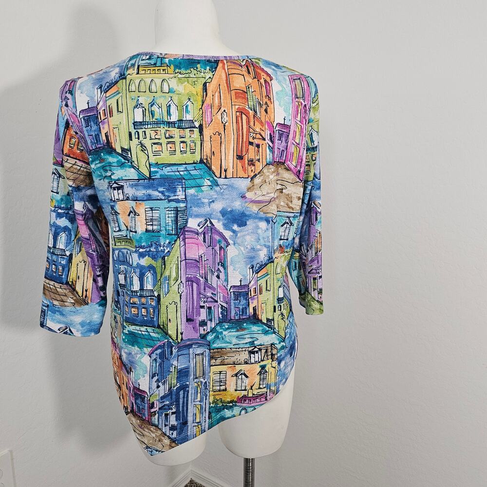 Alfred Dunner Petite L Asymmetrical 3/4 Sleeve Shirt - Picture 6 of 9